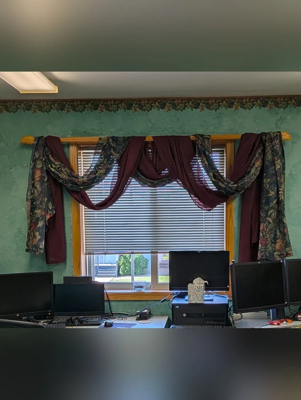90's Swag Curtains Burgundy & Forest Green